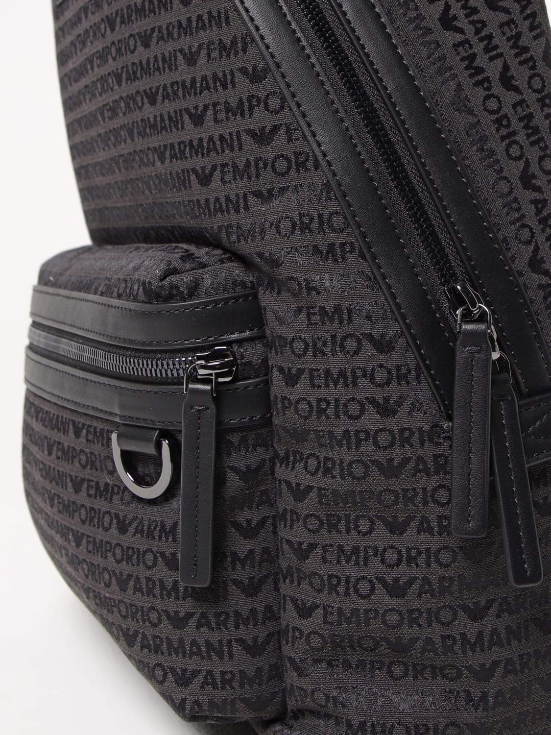 EMPORIO ARMANI ZAINO: Zaino Emporio Armani in nylon con logo jacquard , Nero - Img 3