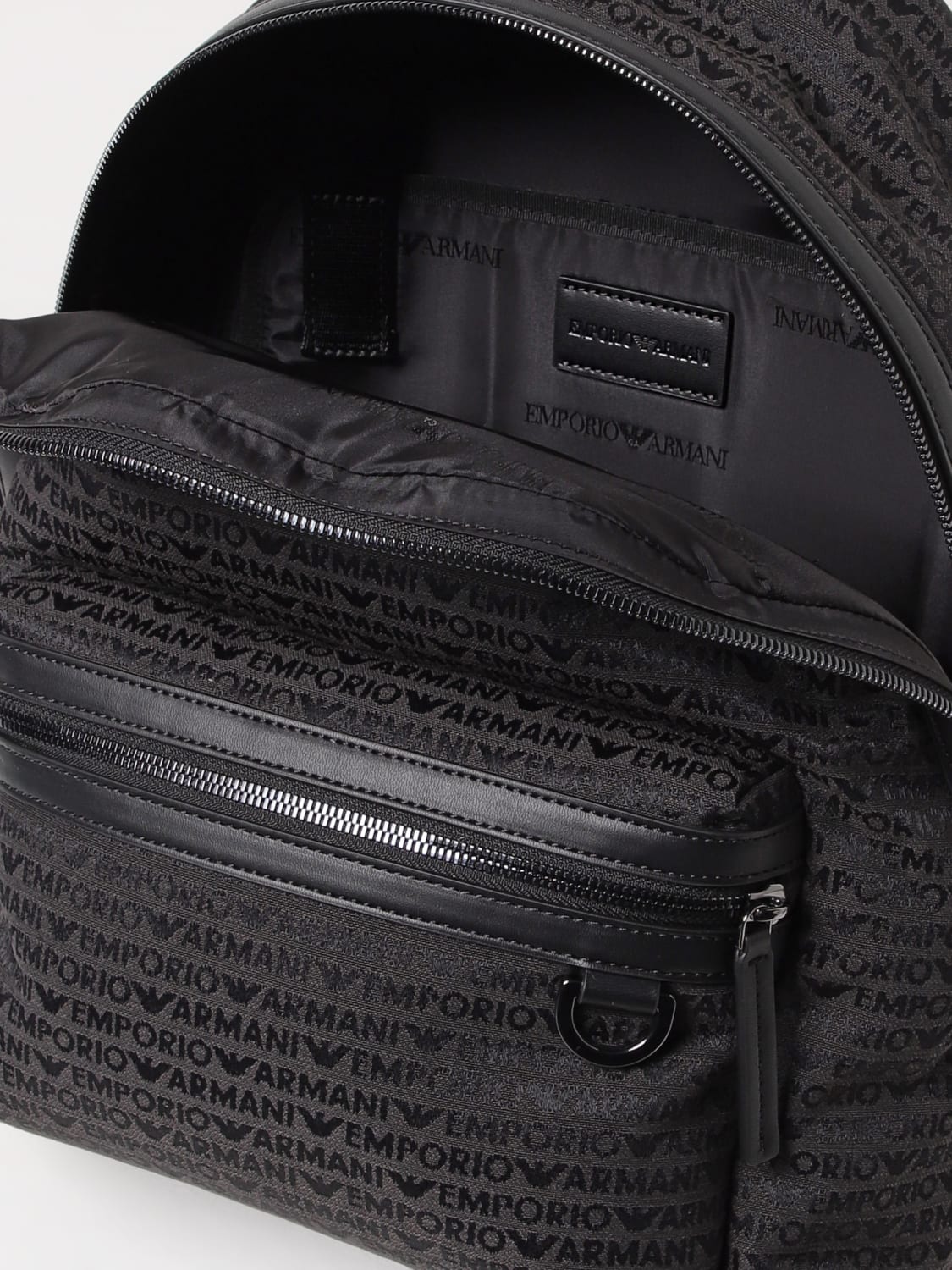 EMPORIO ARMANI ZAINO: Zaino Emporio Armani in nylon con logo jacquard , Nero - Img 4