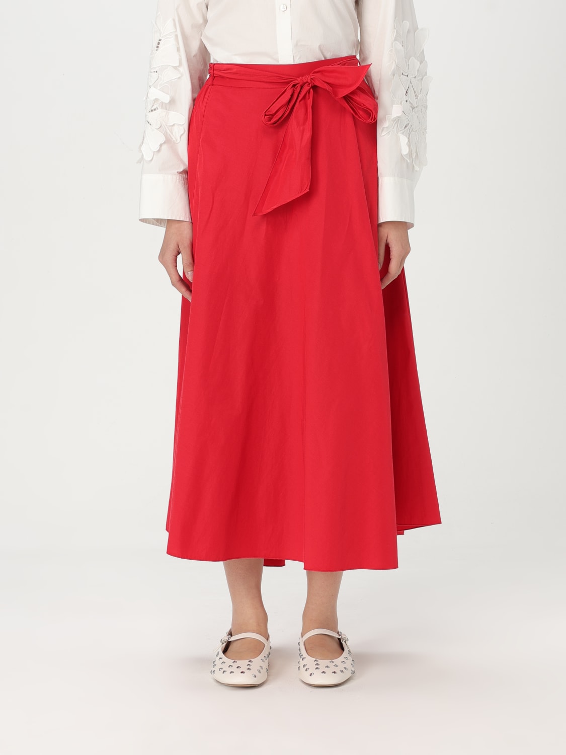 FORTE FORTE GONNA: Gonna in misto cotone con fiocco Forte Forte, Lacca - Img 1