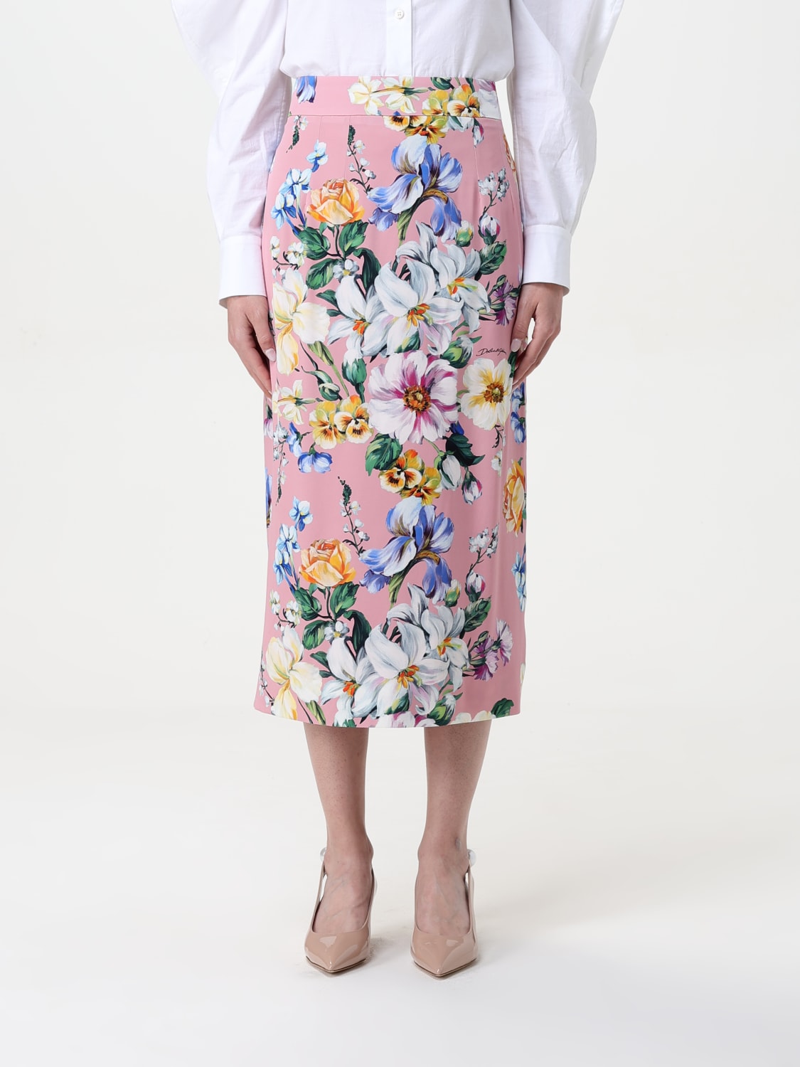 スカート DOLCE & GABBANA Woman Skirt Pink F4BBOTIS1Y7 H25PR Floral matelassé jacquard miniskirt in Multicolor for Women