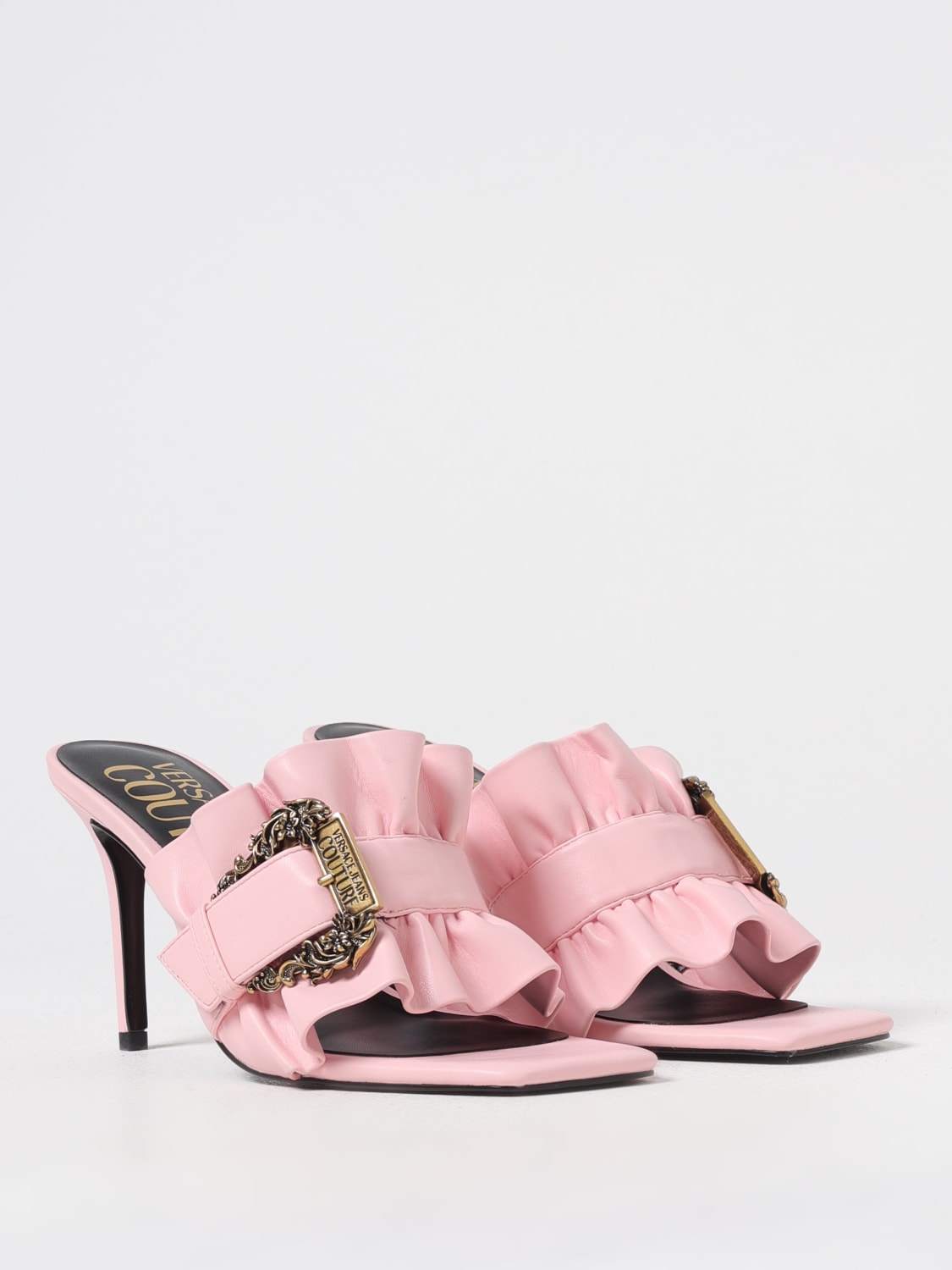 VERSACE JEANS COUTURE SANDALIAS DE TACÓN: Sandalias planas mujer Versace Jeans Couture, Rosa - Img 2
