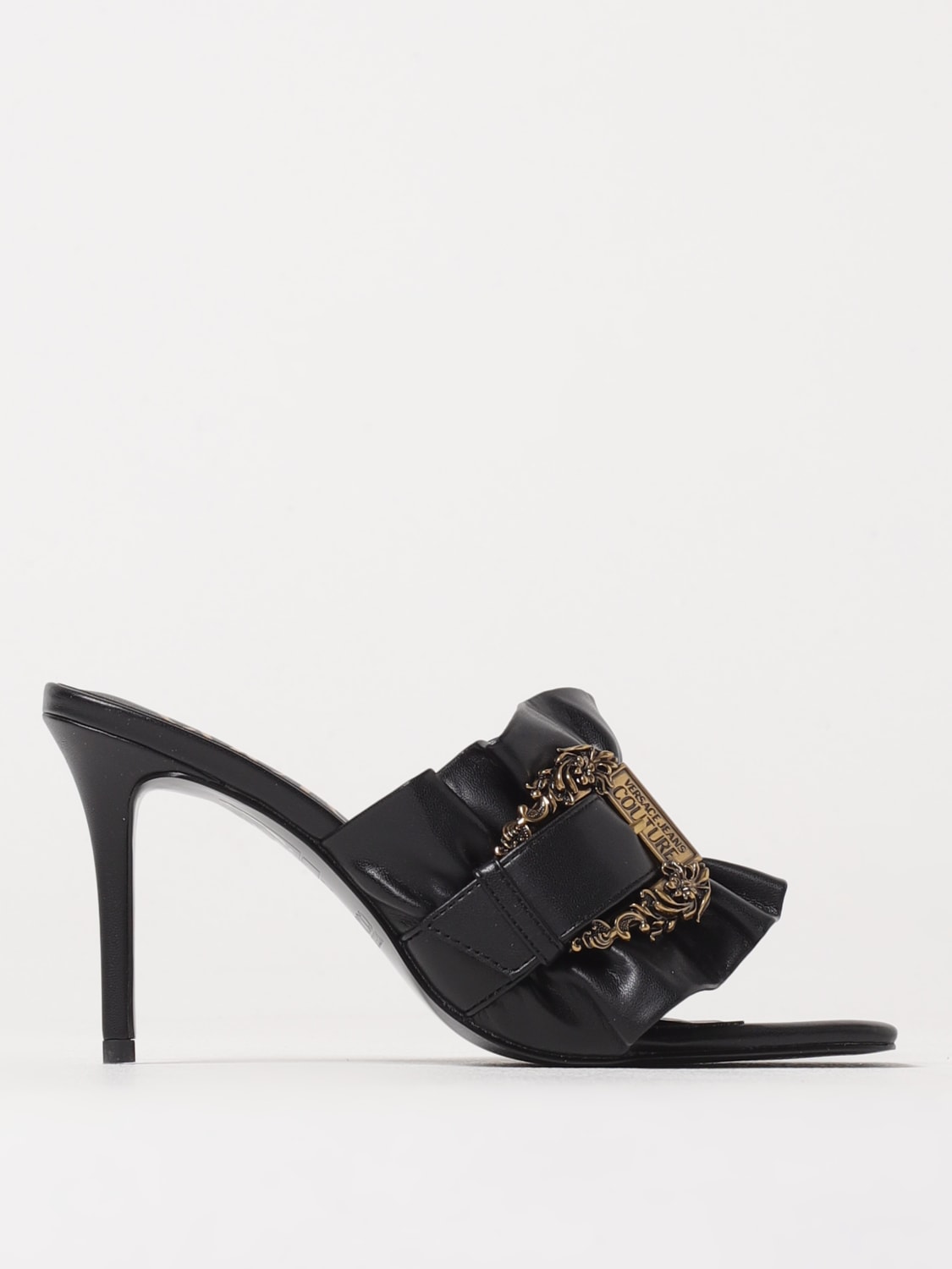 VERSACE JEANS COUTURE SANDALES À TALONS: Sandales plates femme Versace Jeans Couture, Noir - Img 1
