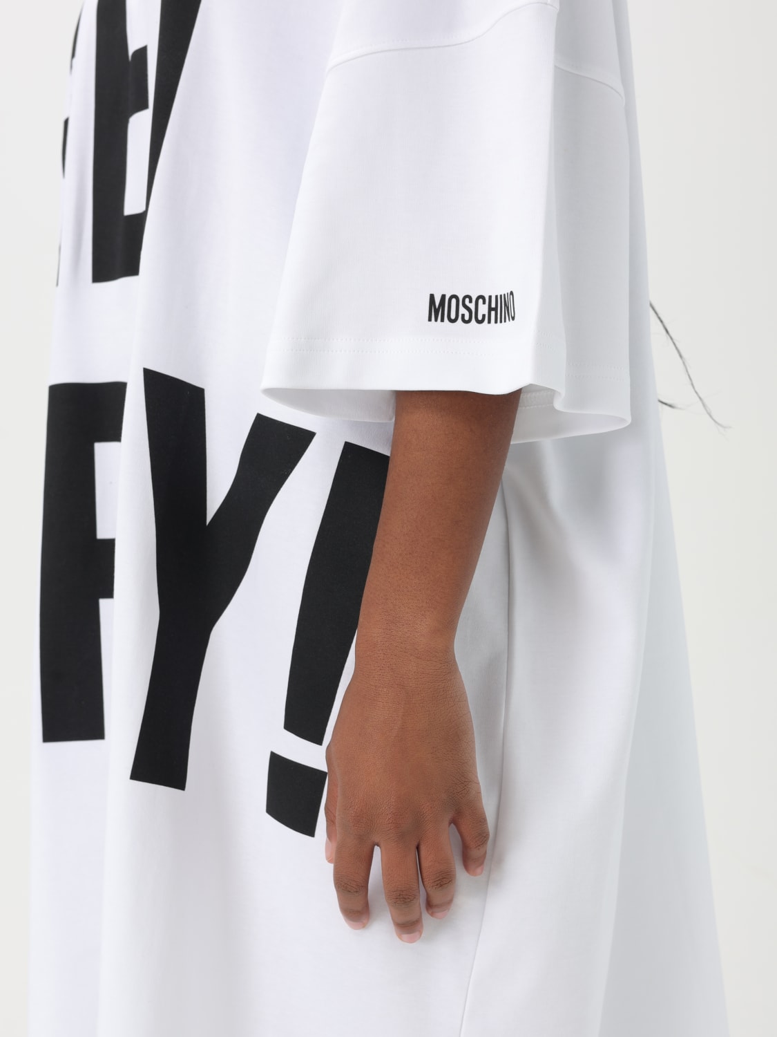 ワンピース MOSCHINO COUTURE Woman Dress White 04340442 1001 White logo-print cotton dress Moschino - women - MOSCHINO