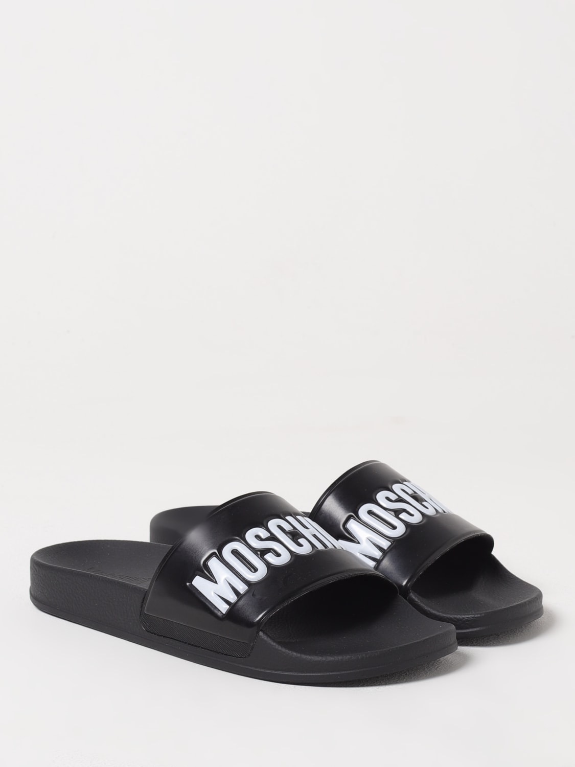 MOSCHINO COUTURE SANDALI: Sliders Moschino Couture in gomma con logo , Nero - Img 2