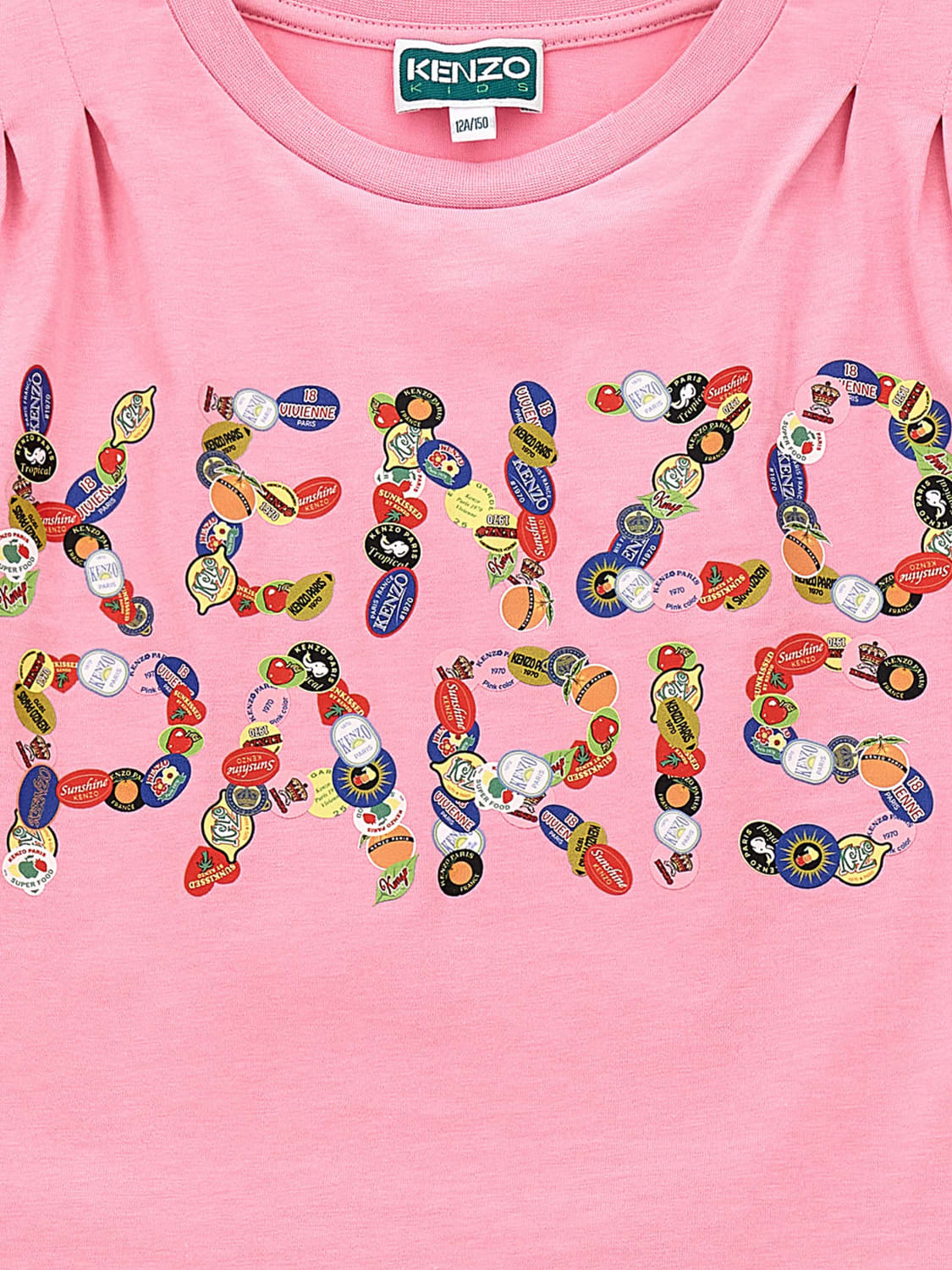 KENZO KIDS ABITO: Abito a t-shirt in cotone con logo Kenzo Kids, Rosa - Img 3