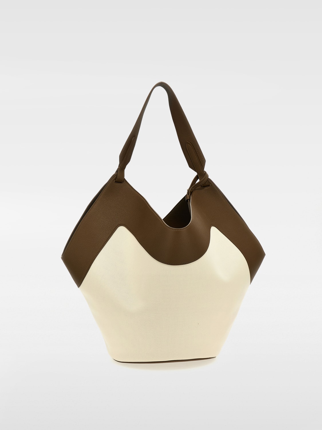 KHAITE BORSA TOTE: Borsa Medium Lotus Khaite in canvas e pelle , Fantasia - Img 2