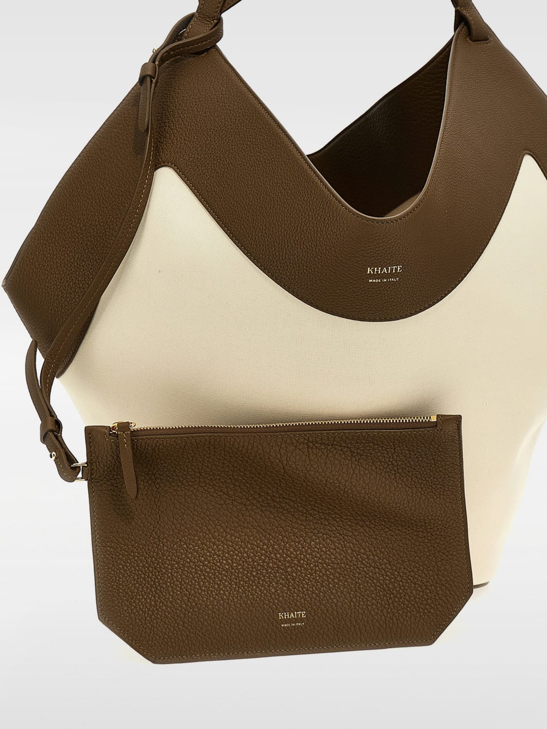 KHAITE BORSA TOTE: Borsa Medium Lotus Khaite in canvas e pelle , Fantasia - Img 3