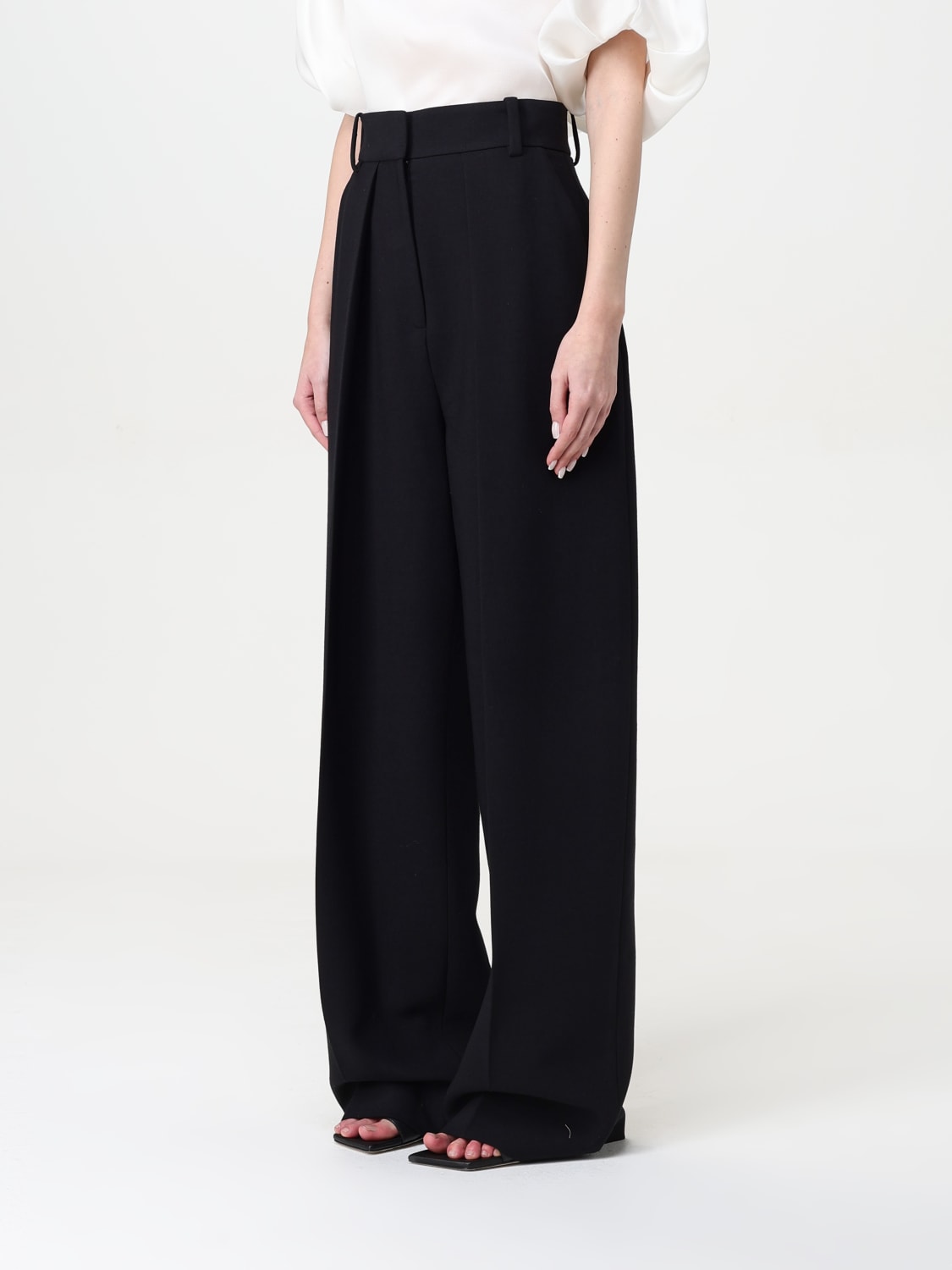 パンツ KHAITE Women Straight Pants 31564092W4092 200 BLACK KHAITE: Pants woman - Black | Khaite pants 31564092W4092