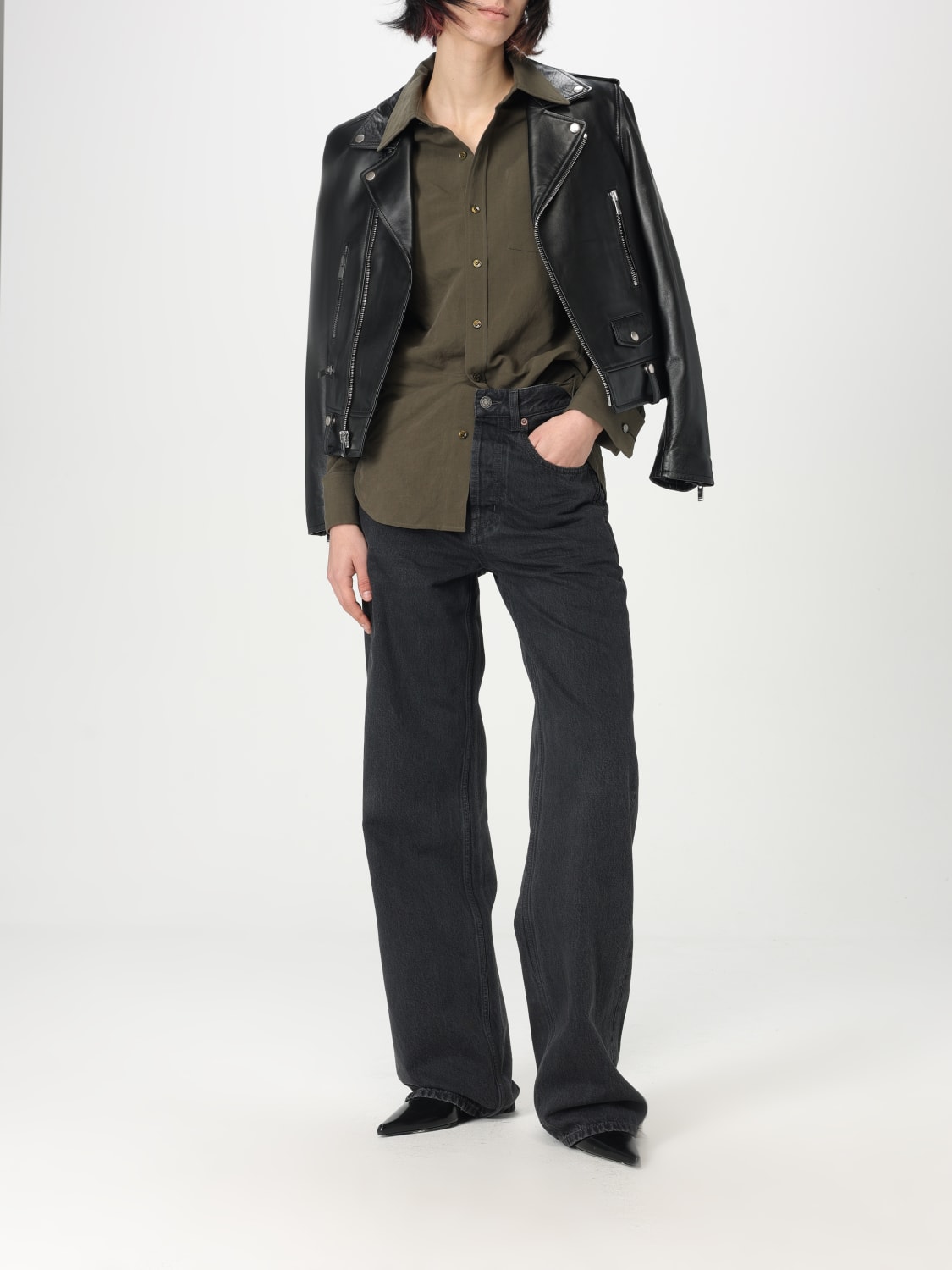 SAINT LAURENT 外套: 外套 女士 Saint Laurent, 黑色 - Img 2