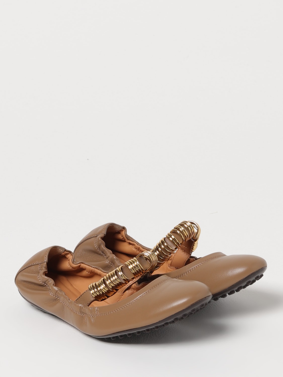 TOD'S BALLERINE: Ballerina Tod's in pelle con anelli metallici , Beige - Img 2