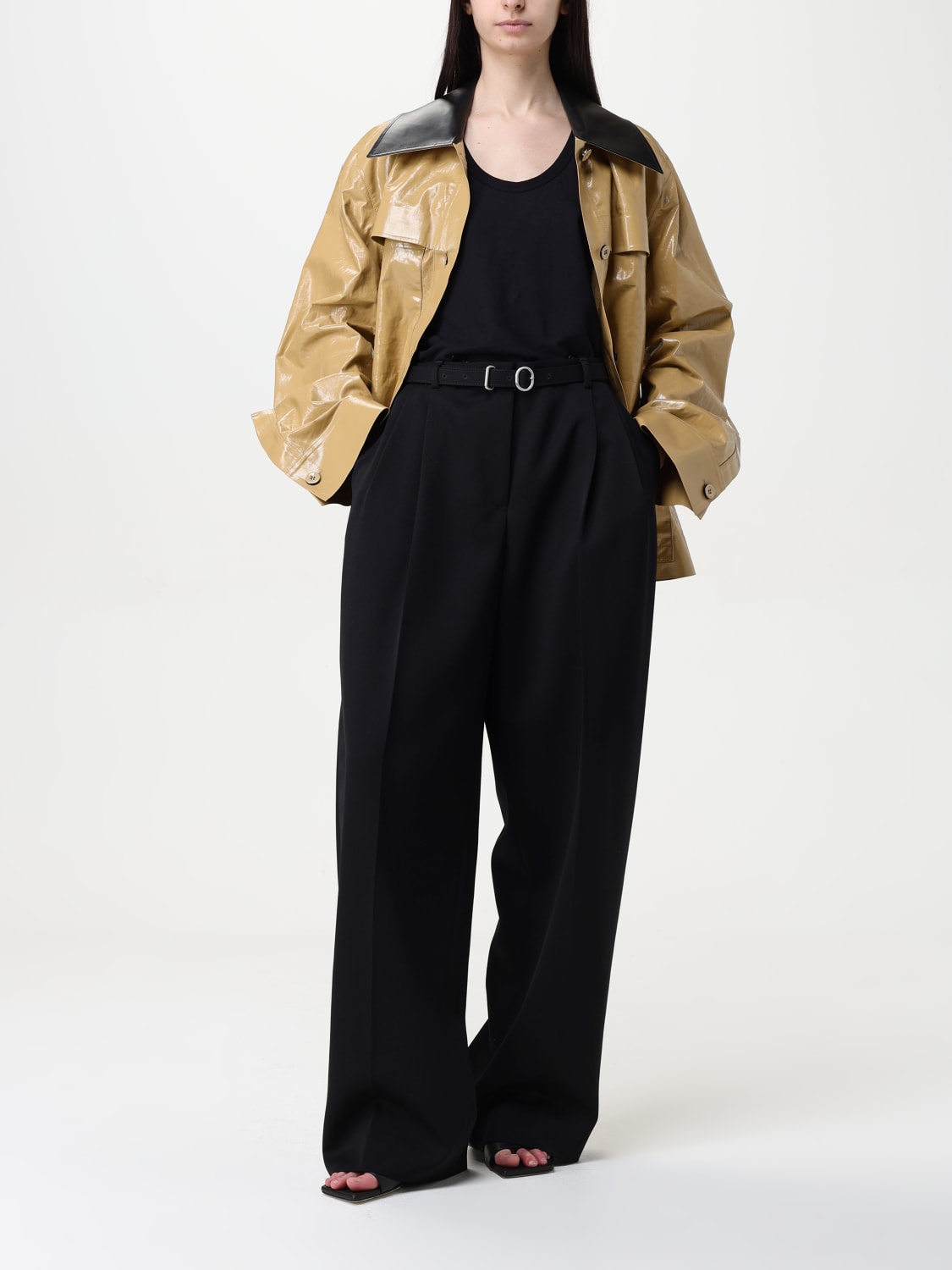 JIL SANDER GIACCA: Overshirt Jil Sander in lino cerato , Beige - Img 2