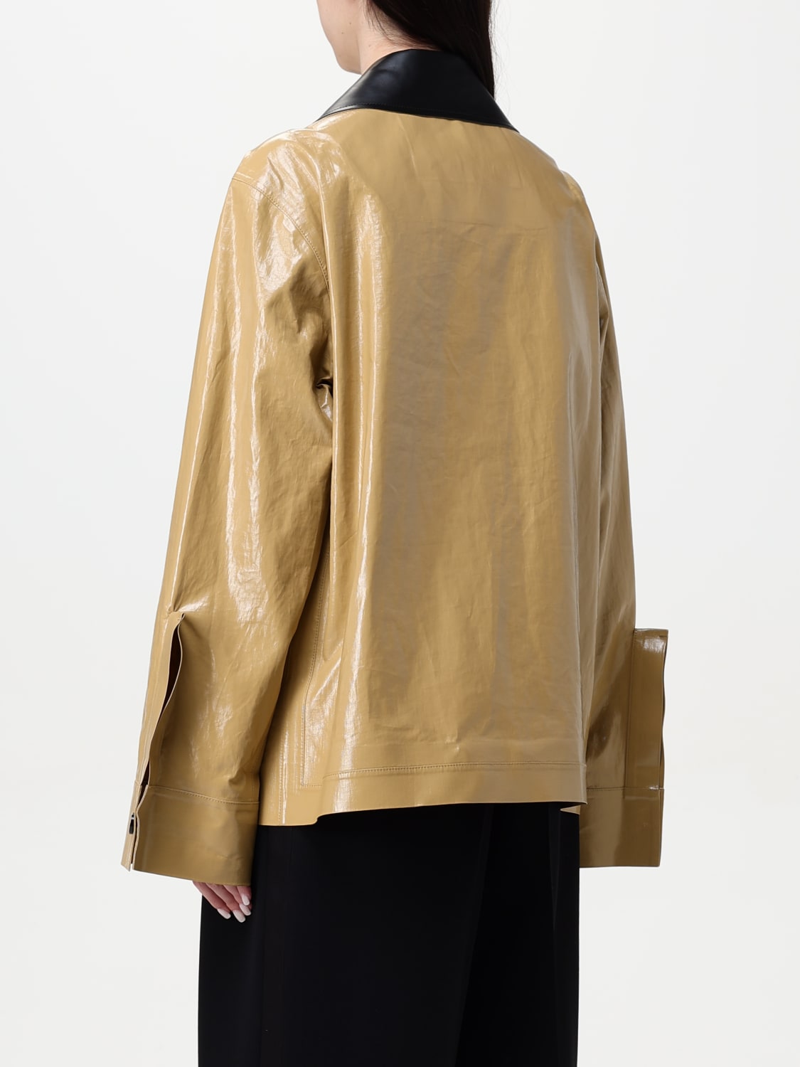 JIL SANDER GIACCA: Overshirt Jil Sander in lino cerato , Beige - Img 3