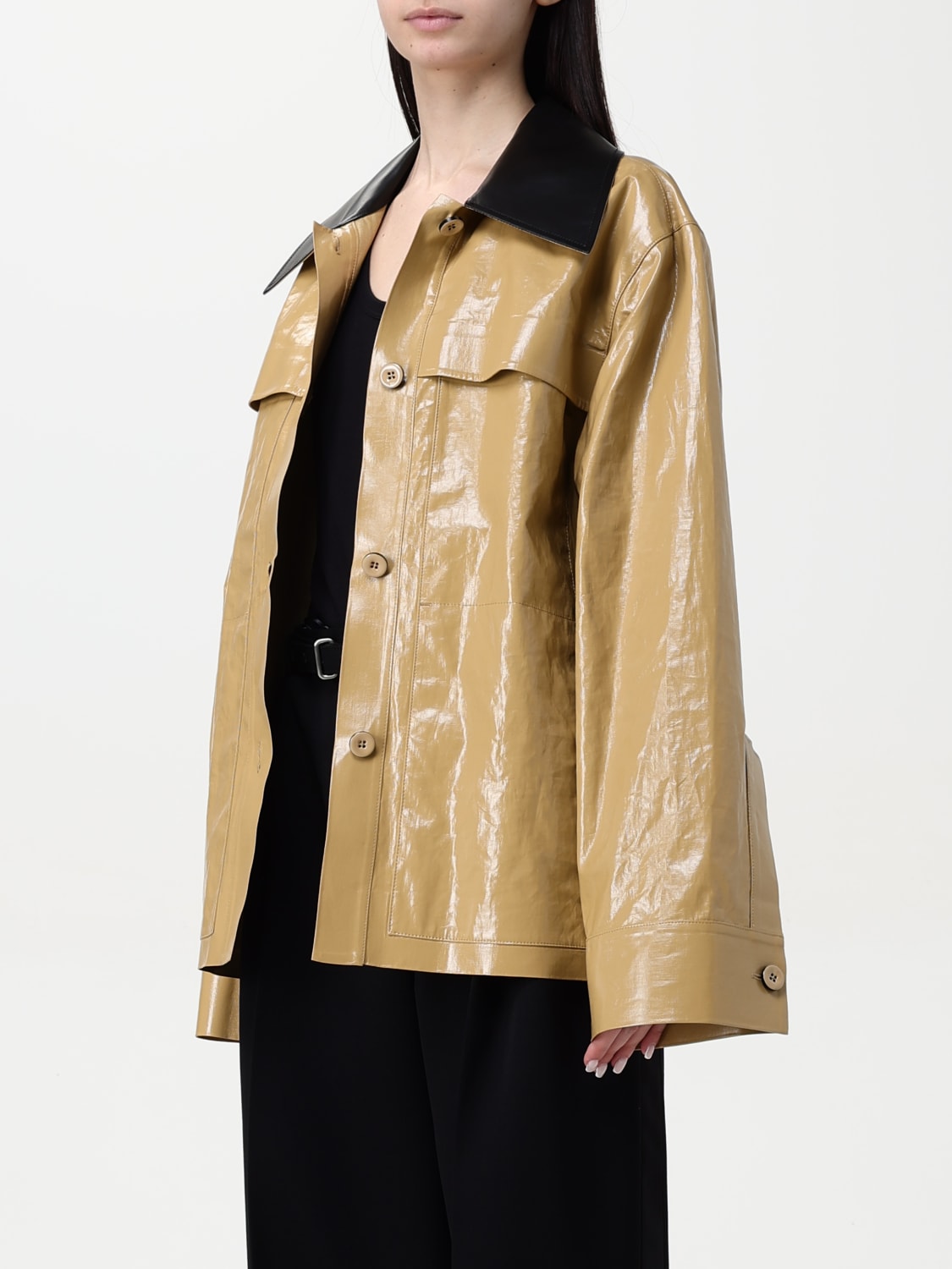 JIL SANDER GIACCA: Overshirt Jil Sander in lino cerato , Beige - Img 4