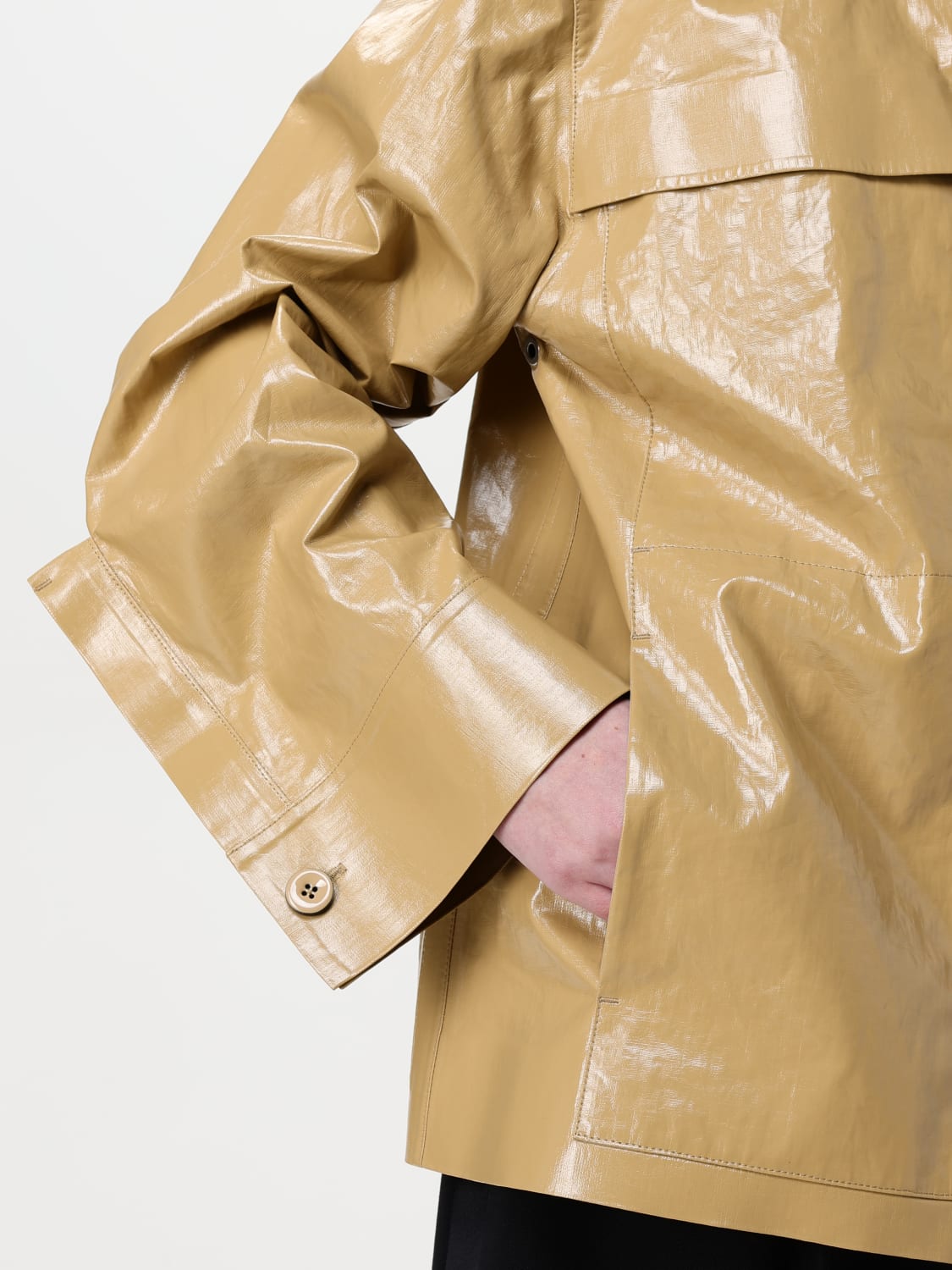 JIL SANDER GIACCA: Overshirt Jil Sander in lino cerato , Beige - Img 5