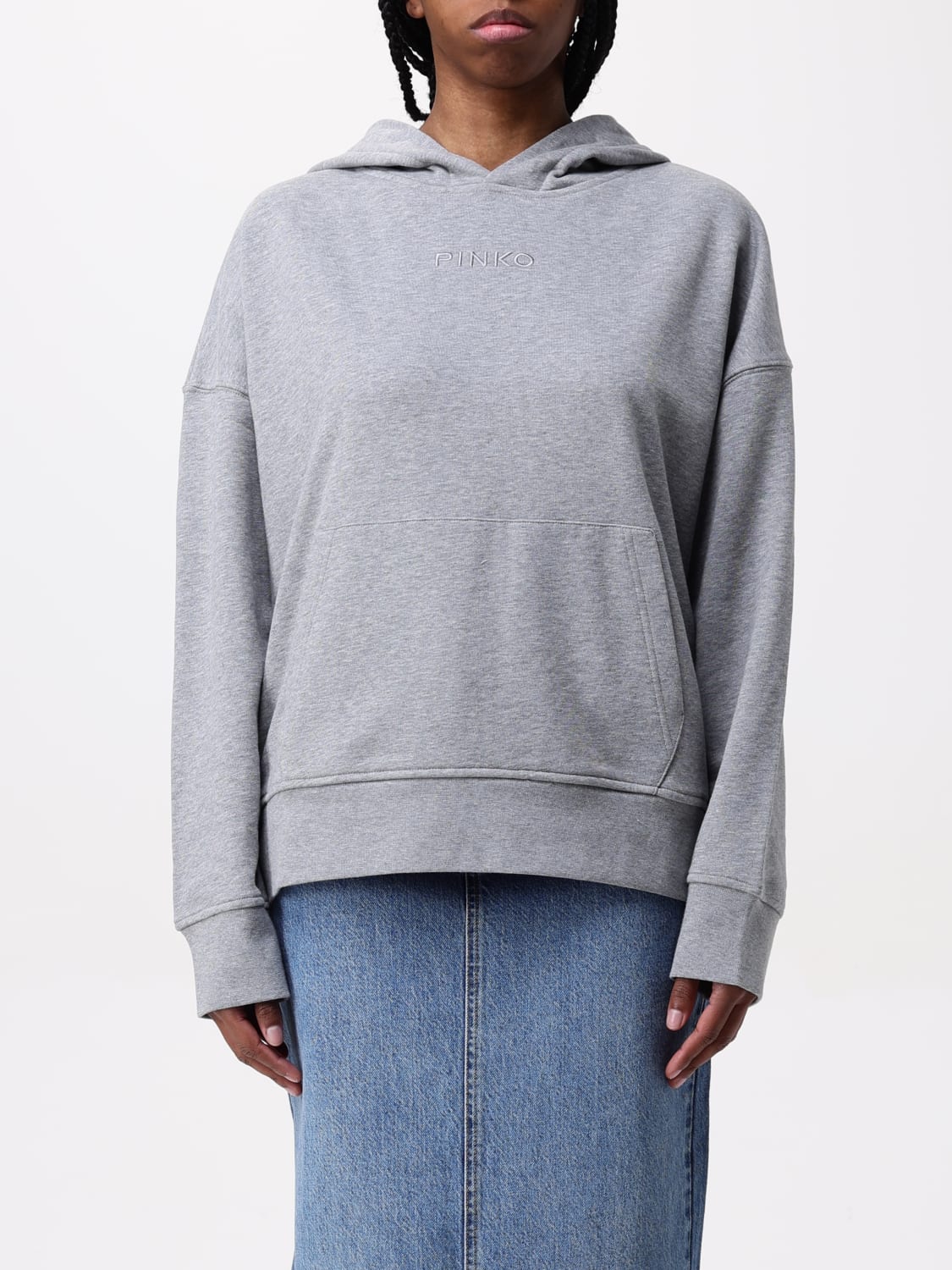 PINKO FELPA: Felpa Pinko in cotone con logo , Grigio - Img 1