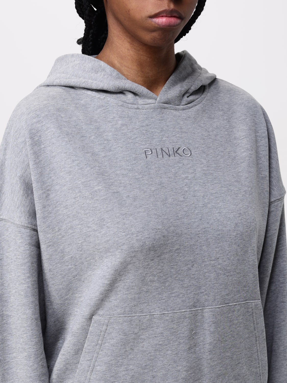 PINKO FELPA: Felpa Pinko in cotone con logo , Grigio - Img 3