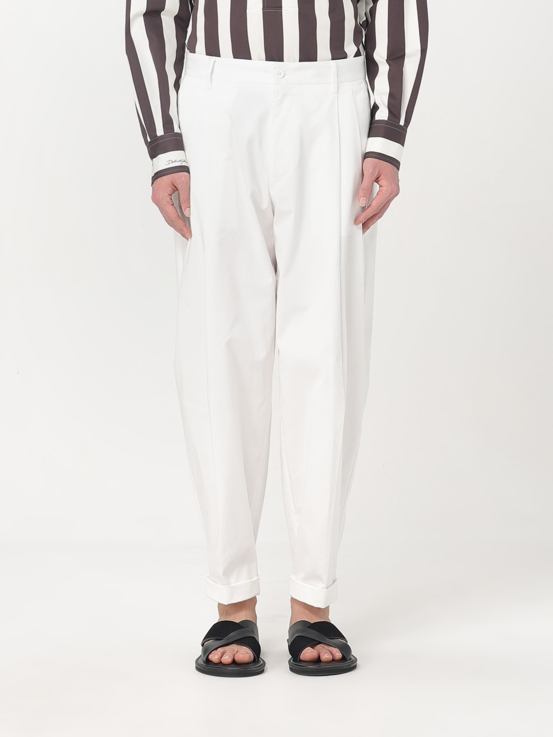 Dolce & Gabbana WHITE PLEATED TROUSERS プリーツパンツ 上品 19171639_42374387_600.jpg