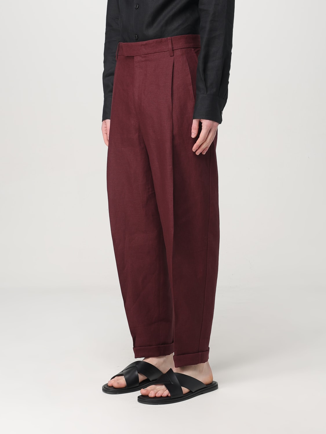 DOLCE & GABBANA PANTALONI: Pantalone classico Dolce & Gabbana in lino , Viola - Img 4