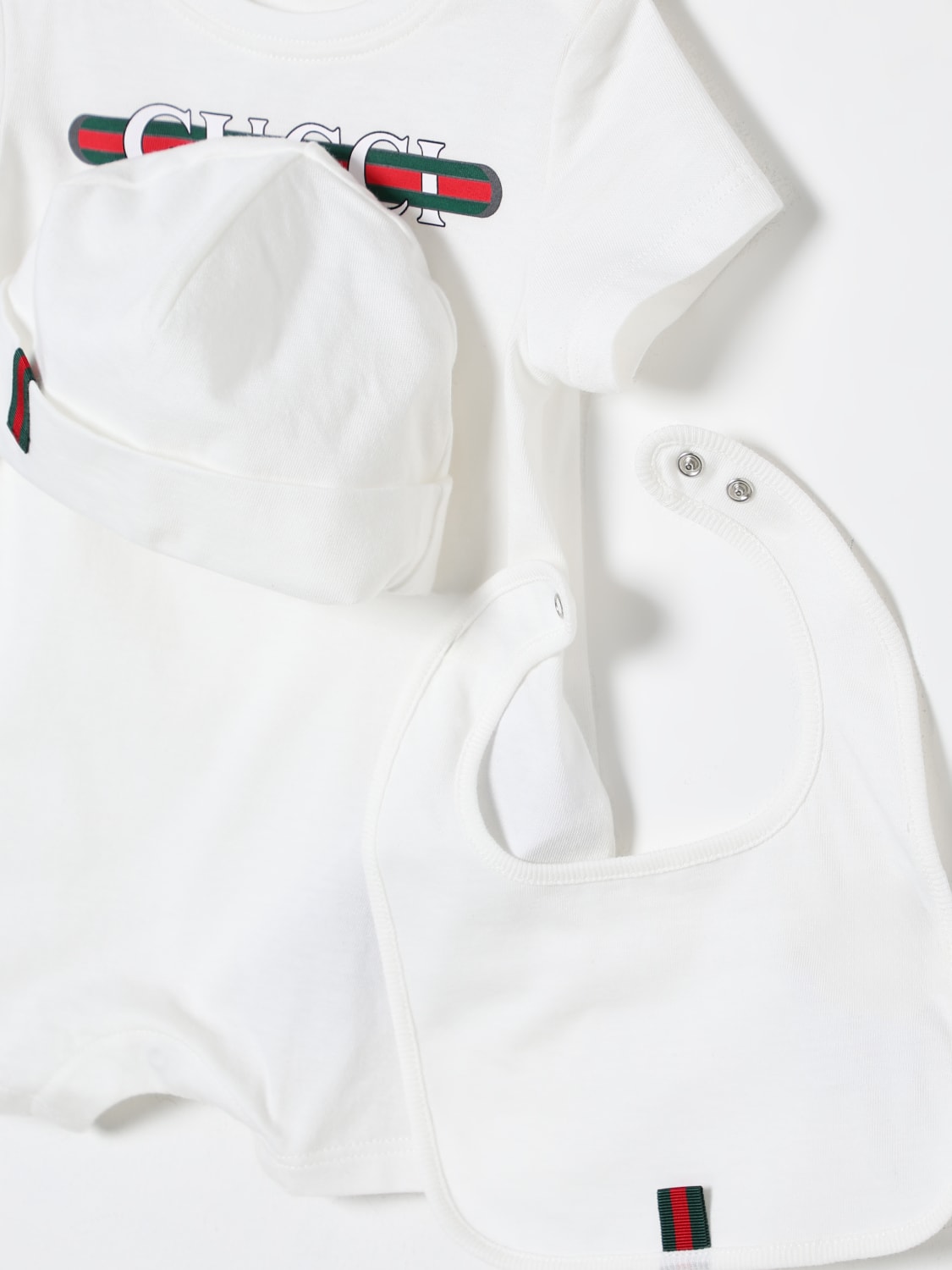 GUCCI COMPLETO: Coordinato in cotone con stampa logo Web Gucci, Bianco - Img 3