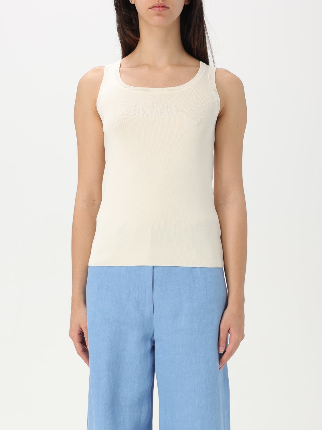 MAX MARA TOP: Max Mara Pentola top with logo, Yellow Cream - Img 1