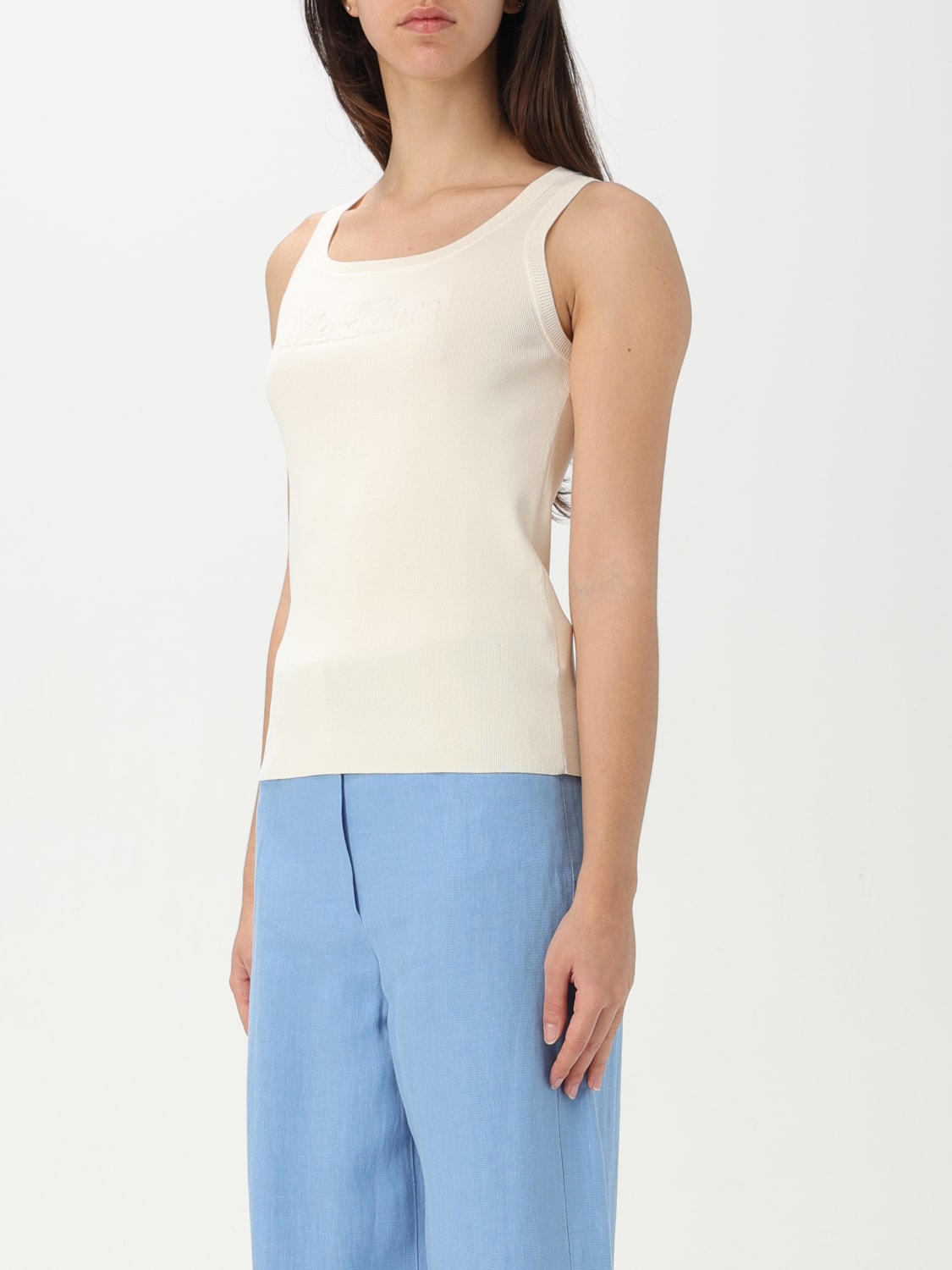 MAX MARA TOP: Max Mara Pentola top with logo, Yellow Cream - Img 4