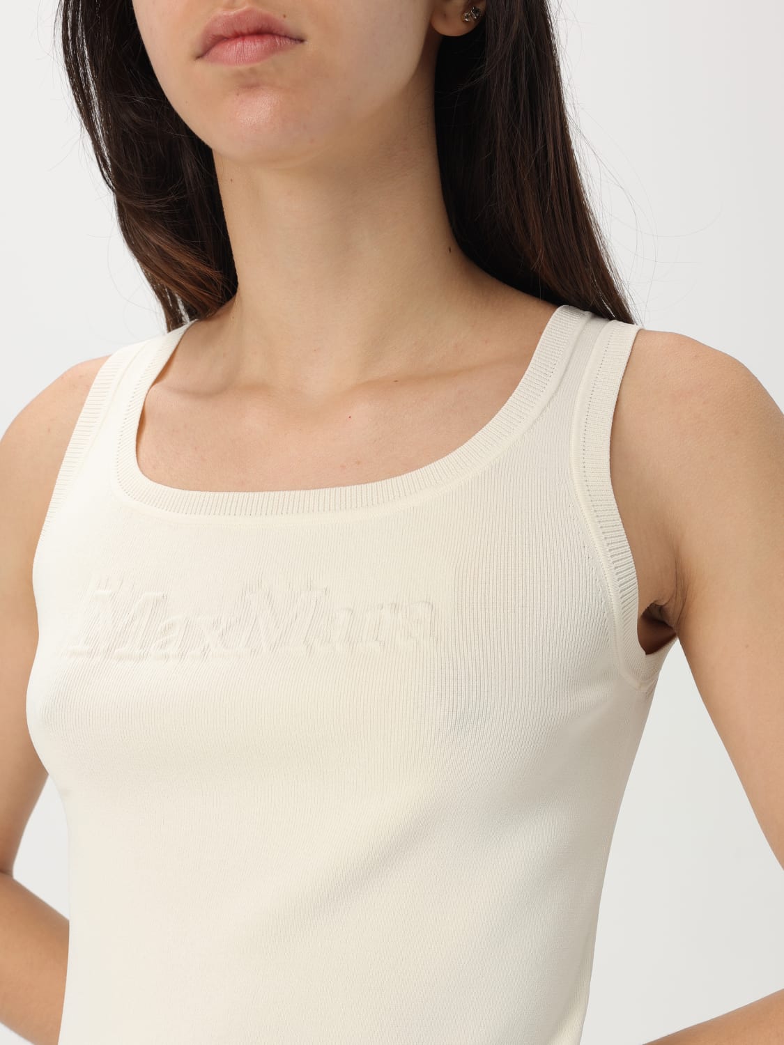 MAX MARA TOP: Max Mara Pentola top with logo, Yellow Cream - Img 5