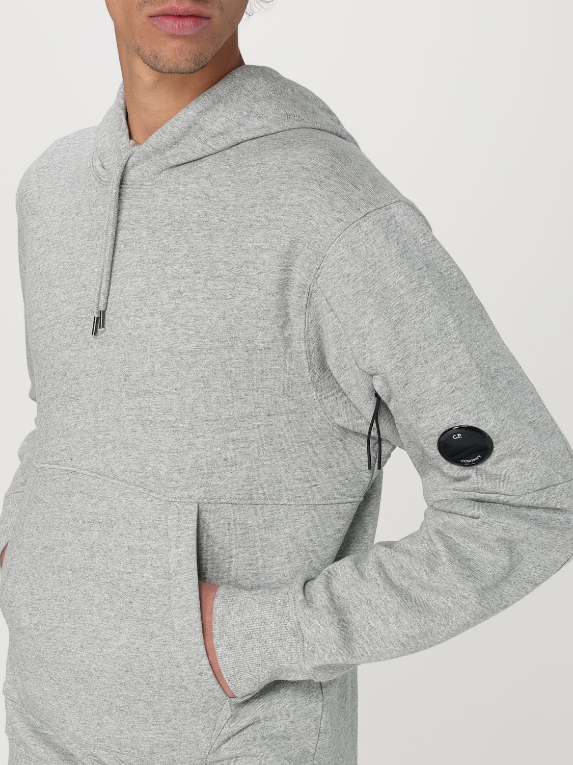 パーカー・フーディ C.P. COMPANY Men Hoodies 18CMSS099B110044R 872 Grey CP Company Logo Men's Fleece Sweatshirt Blue