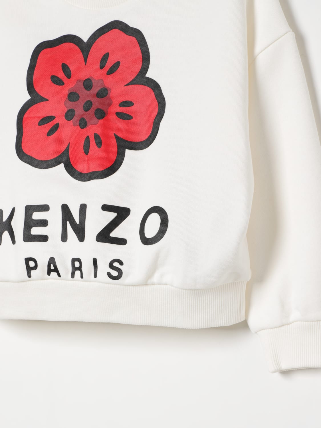 KENZO KIDS: crewkeck sweatshirt with flower print - Yellow