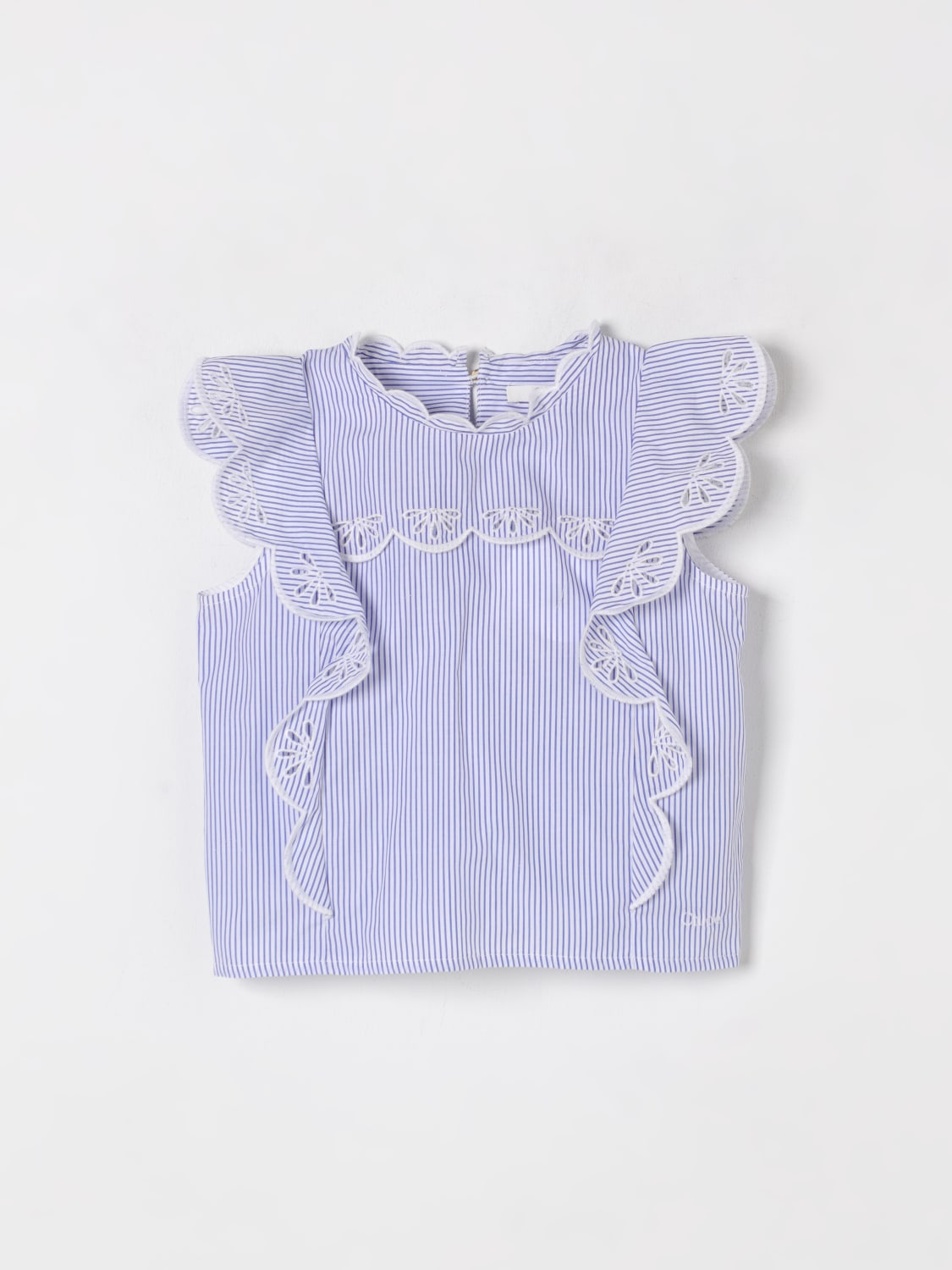 CHLOÉ TOP: Blusa in cotone a righe Chloé, Bianco - Img 1