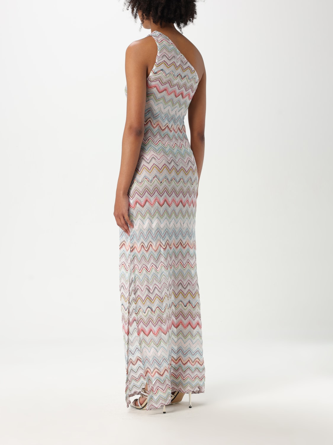 ワンピース MISSONI Woman Dress Green DS25SG1FBK045B S614L Long one-shoulder dress in slub knit with sequins Green