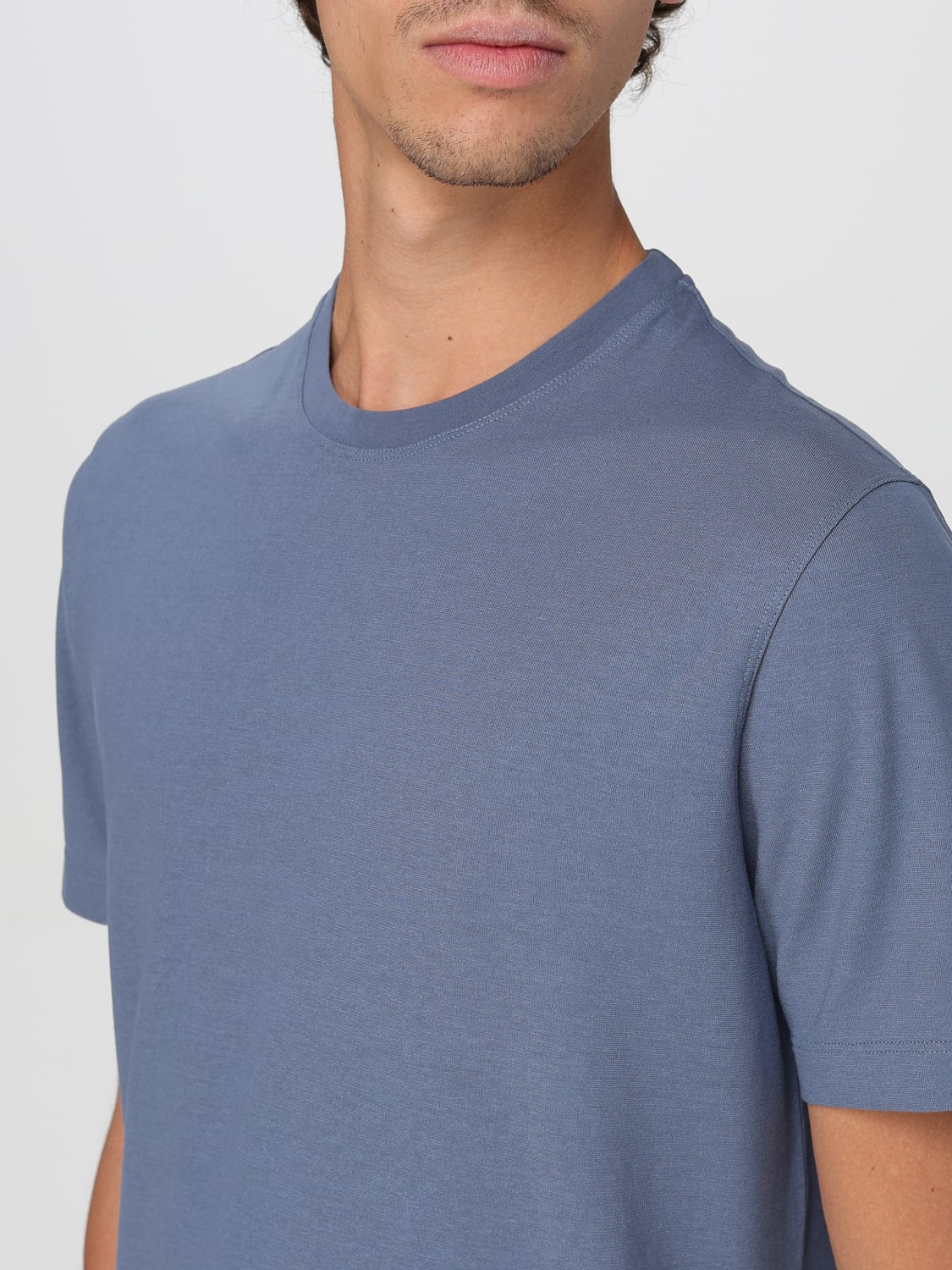 Tシャツ・カットソー ZANONE Men T Shirts 815194ZG380Z0015 Black ZANONE: T-shirt men - Avion | Zanone t-shirt 815194ZG380