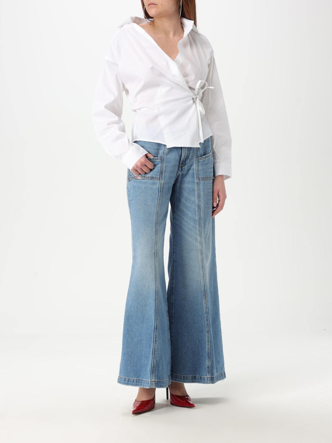 パンツ DIESEL Women Straight Pants A128090CLBA1 Blue DIESEL: Pants woman - Blue | Diesel jeans A128090CLBA online