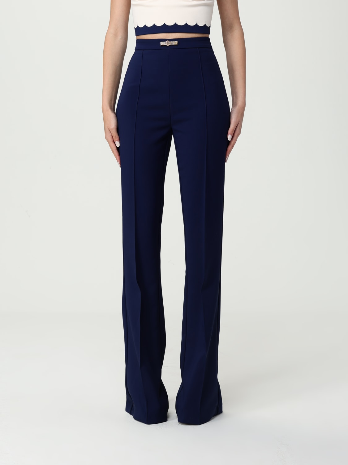 ELISABETTA FRANCHI PANTALONES: Pantalón mujer Elisabetta Franchi, Azul Oscuro - Img 1