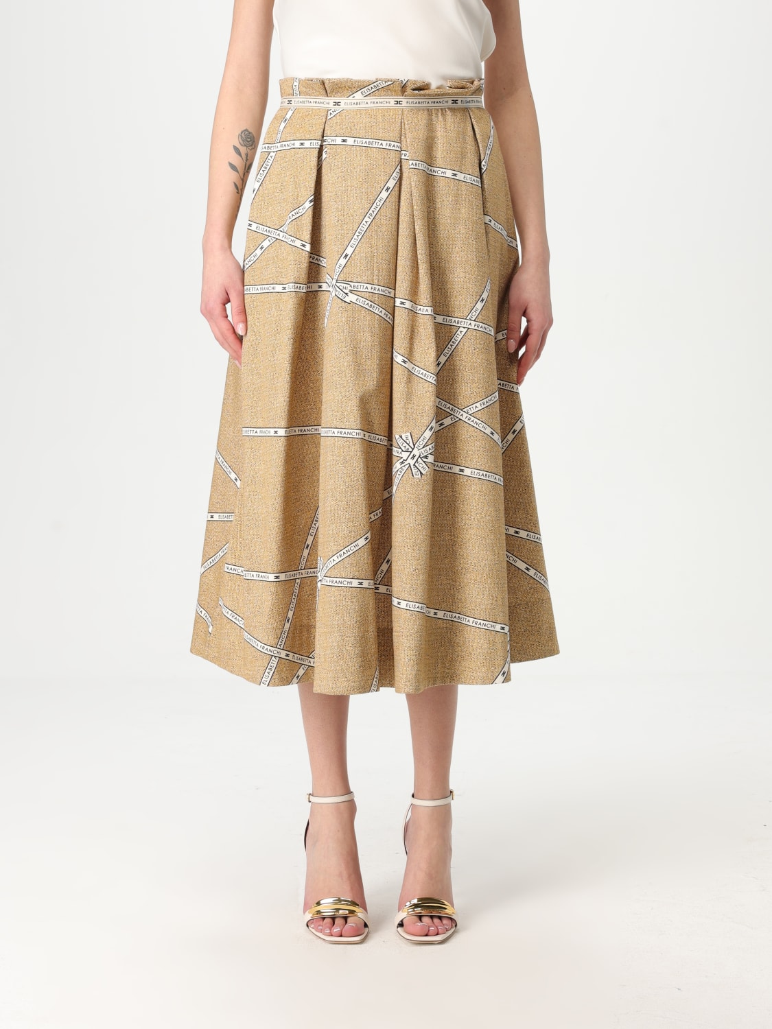 スカート ELISABETTA FRANCHI Woman Skirt Beige GO114 BE1 elisabetta-franchi.jpg
