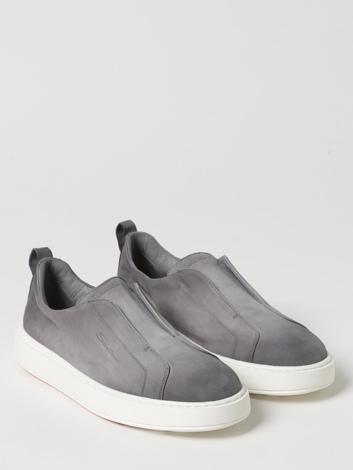 SANTONI SNEAKERS: Sneakers Santoni in camoscio , Bianco - Img 2