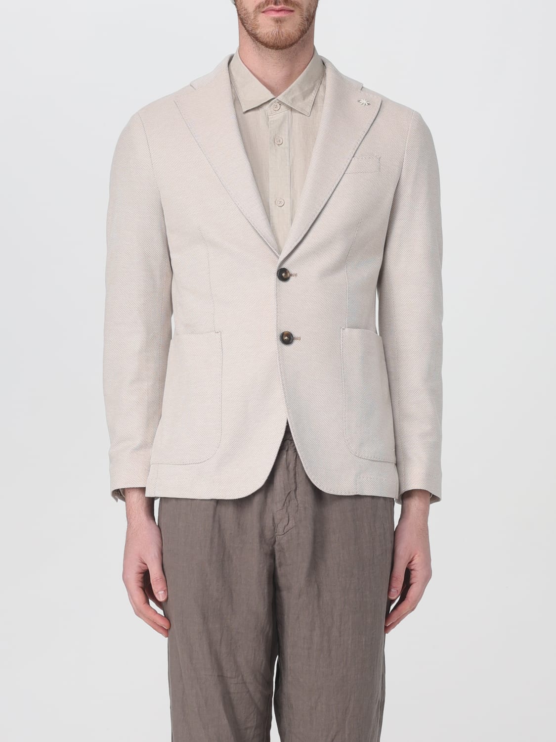 MANUEL RITZ 外套: 西服外套 男士 Manuel Ritz, 米色 - Img 1