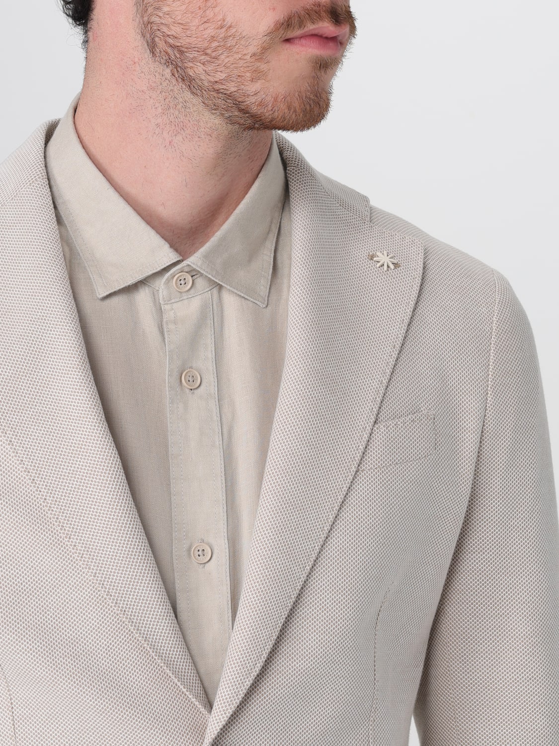 MANUEL RITZ 外套: 西服外套 男士 Manuel Ritz, 米色 - Img 4