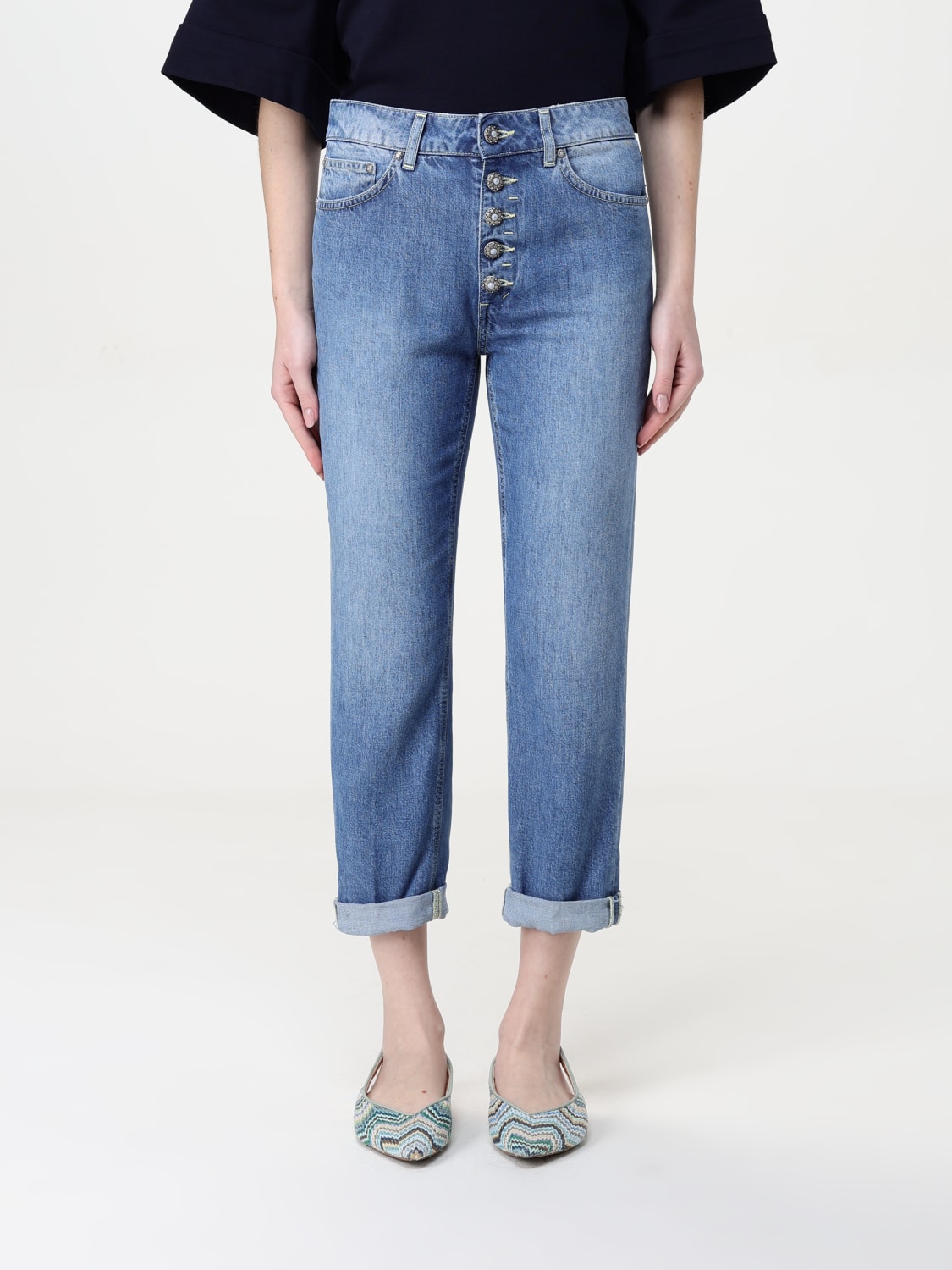 DONDUP JEANS: Jeans cropped Dondup in denim , Blue - Img 1