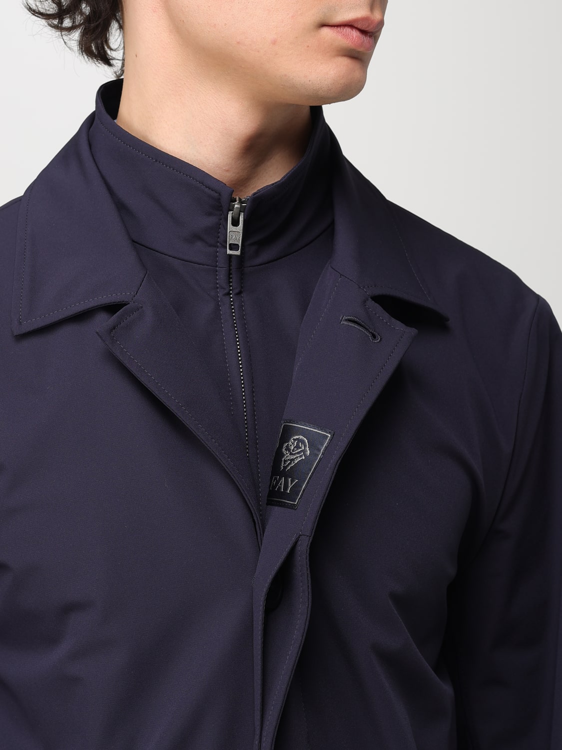 FAY コート: コート メンズ Fay, ブルー - Img 4