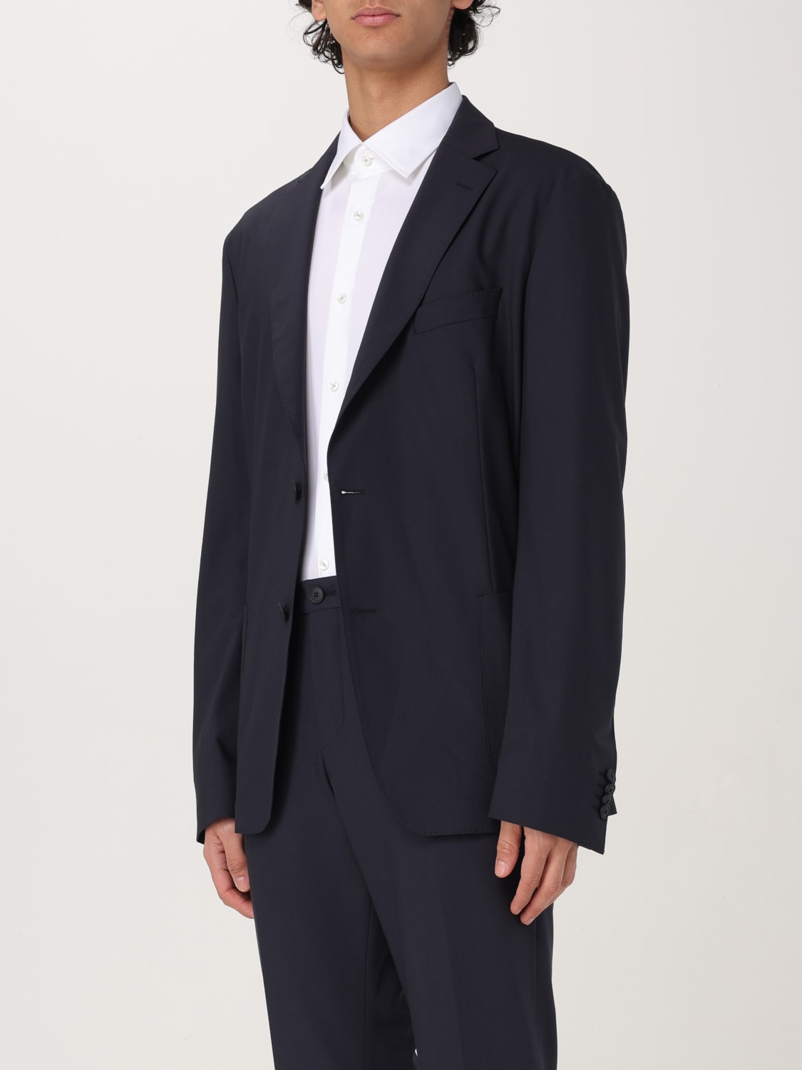 HUGO JACKET: Hugo crêpe blazer, Blue - Img 3