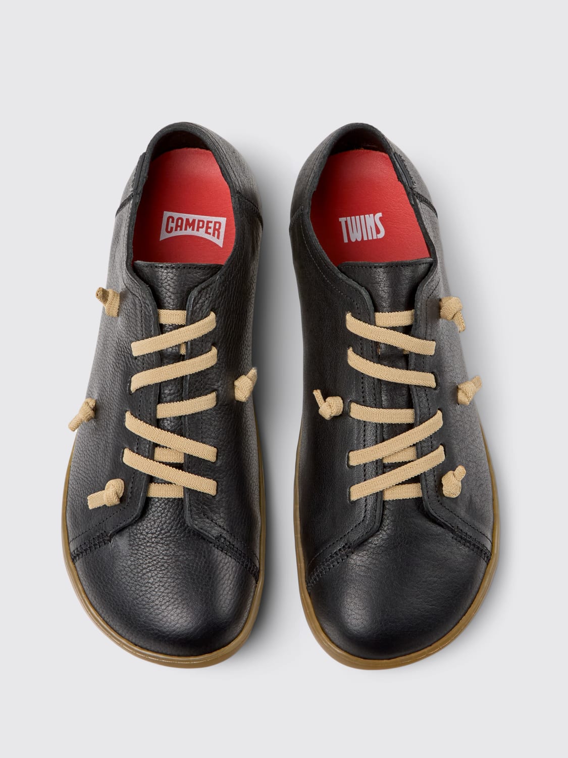 CAMPER SNEAKERS: Sneakers Twins Camper in pelle conciata al vegetale, Nero - Img 4