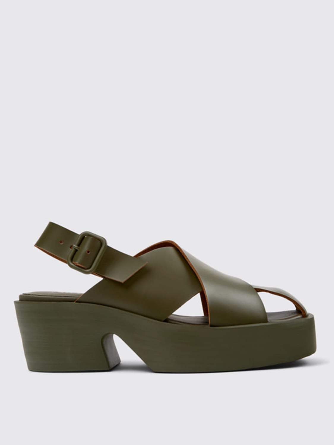 CAMPER HEELED SANDAL: Flat sandals woman Camper, Green - Img 1