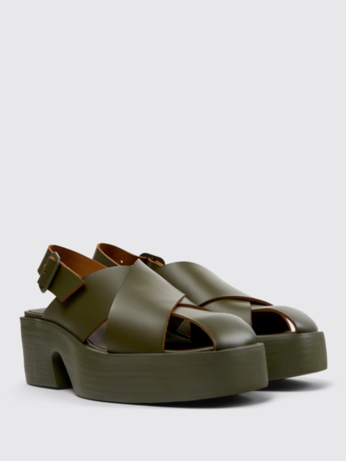 CAMPER HEELED SANDAL: Flat sandals woman Camper, Green - Img 2