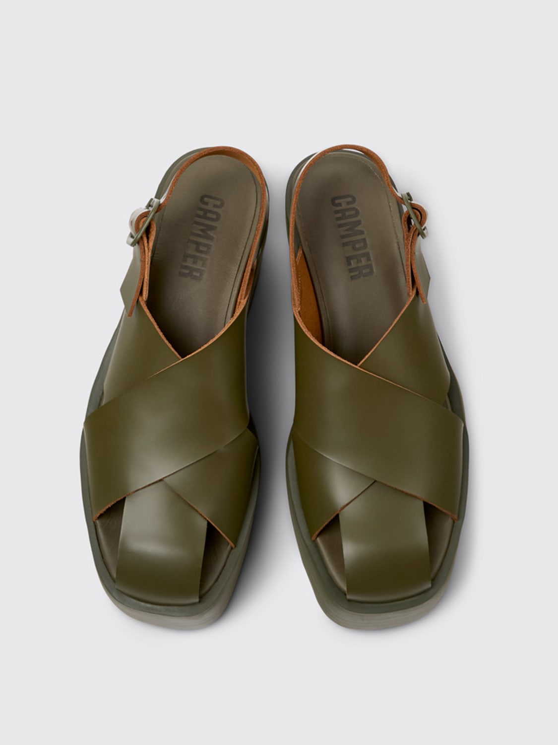 CAMPER HEELED SANDAL: Flat sandals woman Camper, Green - Img 4