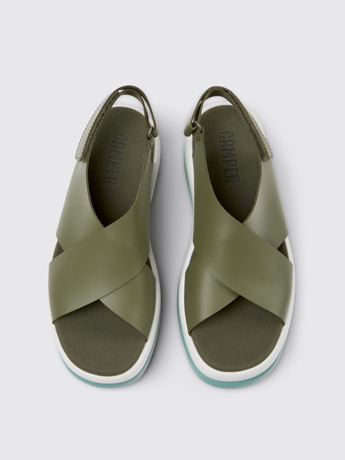 CAMPER HEELED SANDAL: Flat sandals woman Camper, Green - Img 4
