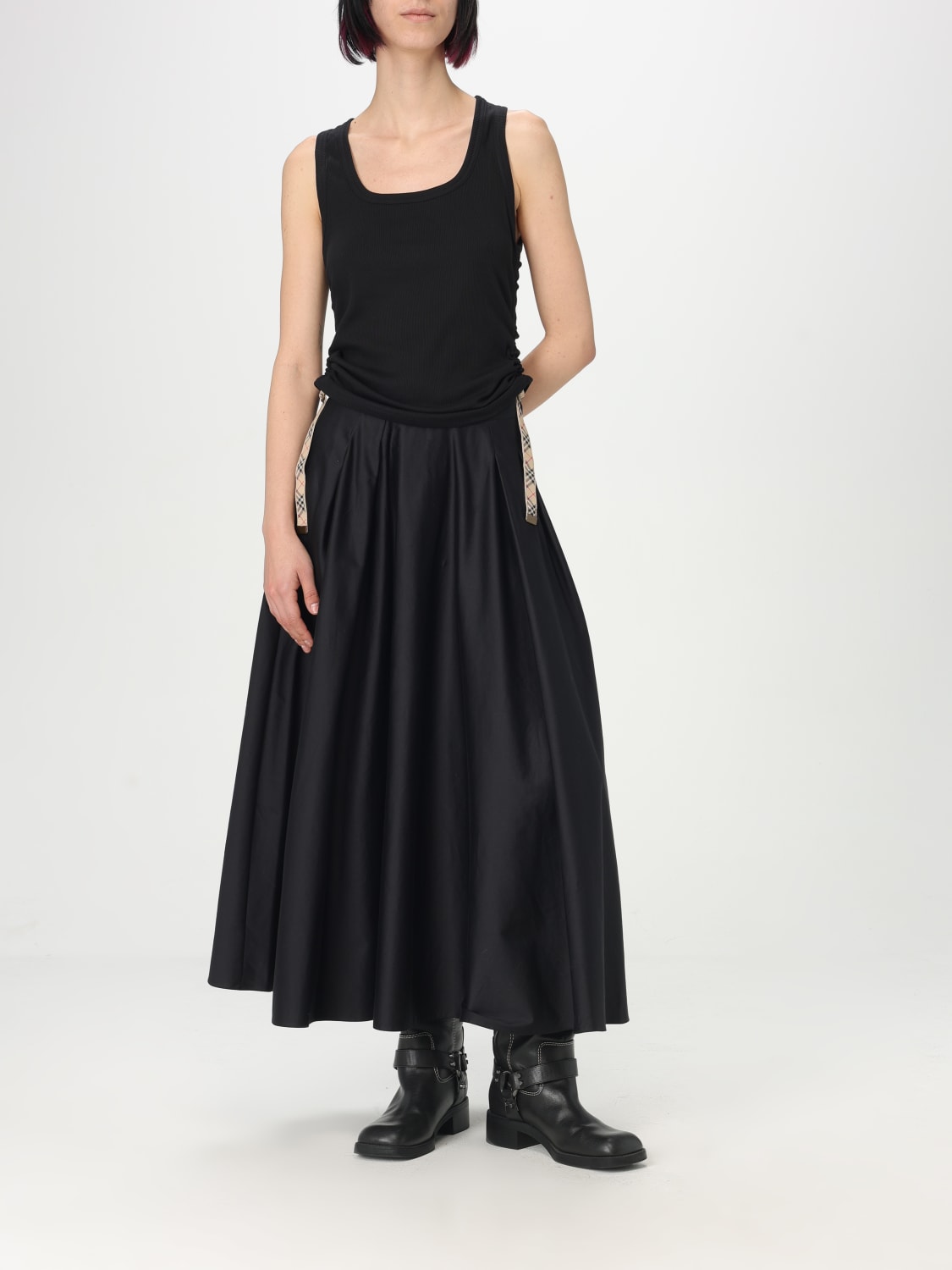 BURBERRY: stretch cotton basic tank top - Black | Burberry