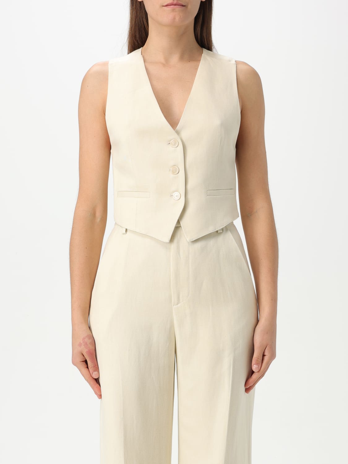 アウターその他 DONDUP Woman Waistcoat Yellow Cream DJ676IF1DXXX 004 DONDUP: Waistcoat woman - Yellow Cream | Dondup waistcoat