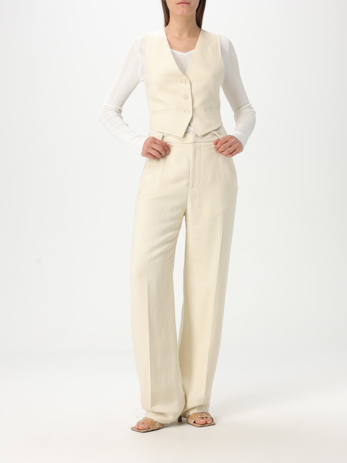 アウターその他 DONDUP Woman Waistcoat Yellow Cream DJ676IF1DXXX 004 DONDUP: Waistcoat woman - Yellow Cream | Dondup waistcoat