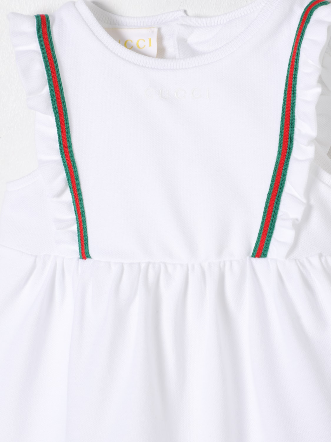 GUCCI ABITO: Abito in misto cotone Web Gucci, Bianco - Img 3