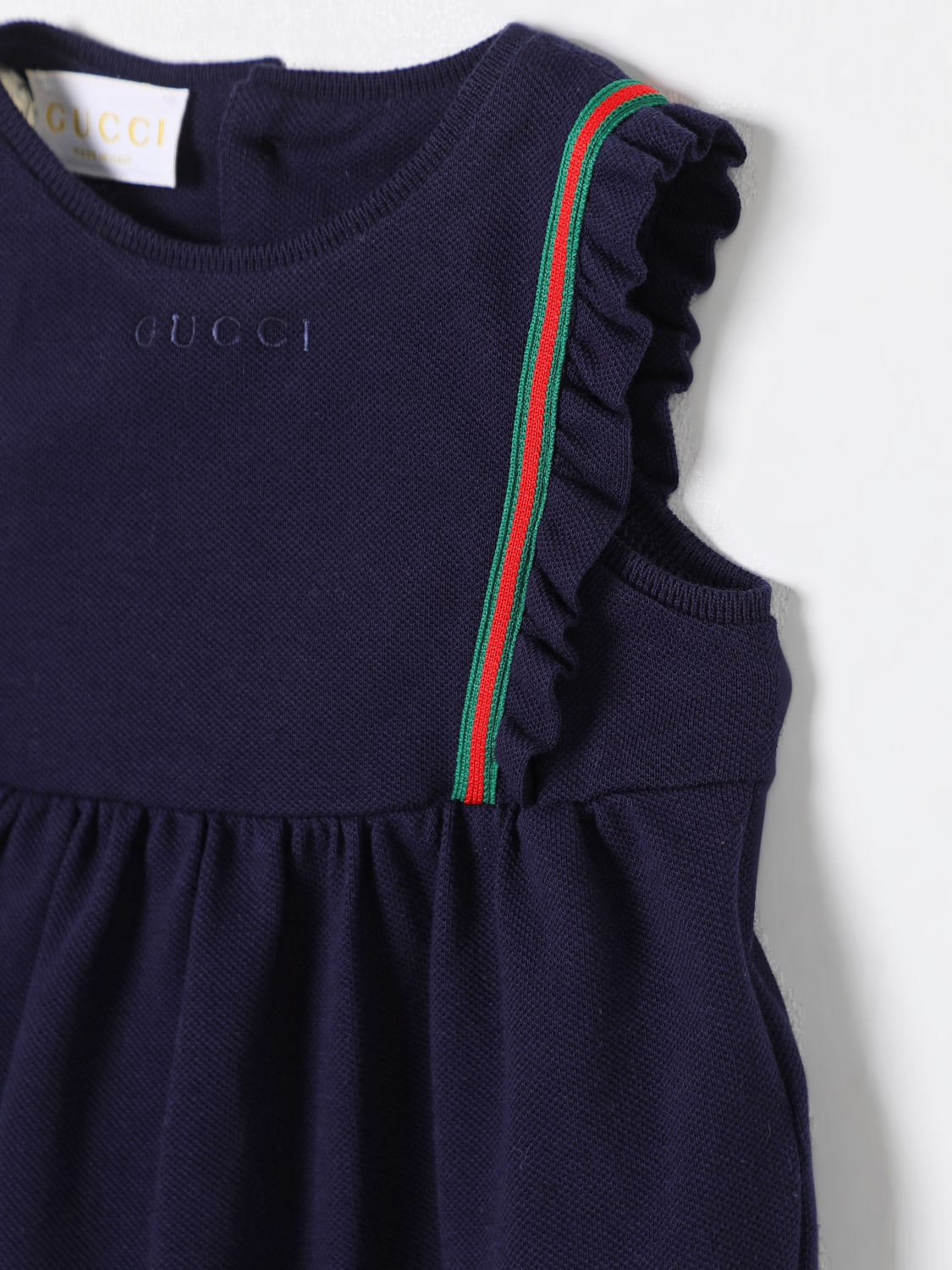 GUCCI ABITO: Abito in misto cotone Web Gucci, Blue - Img 3